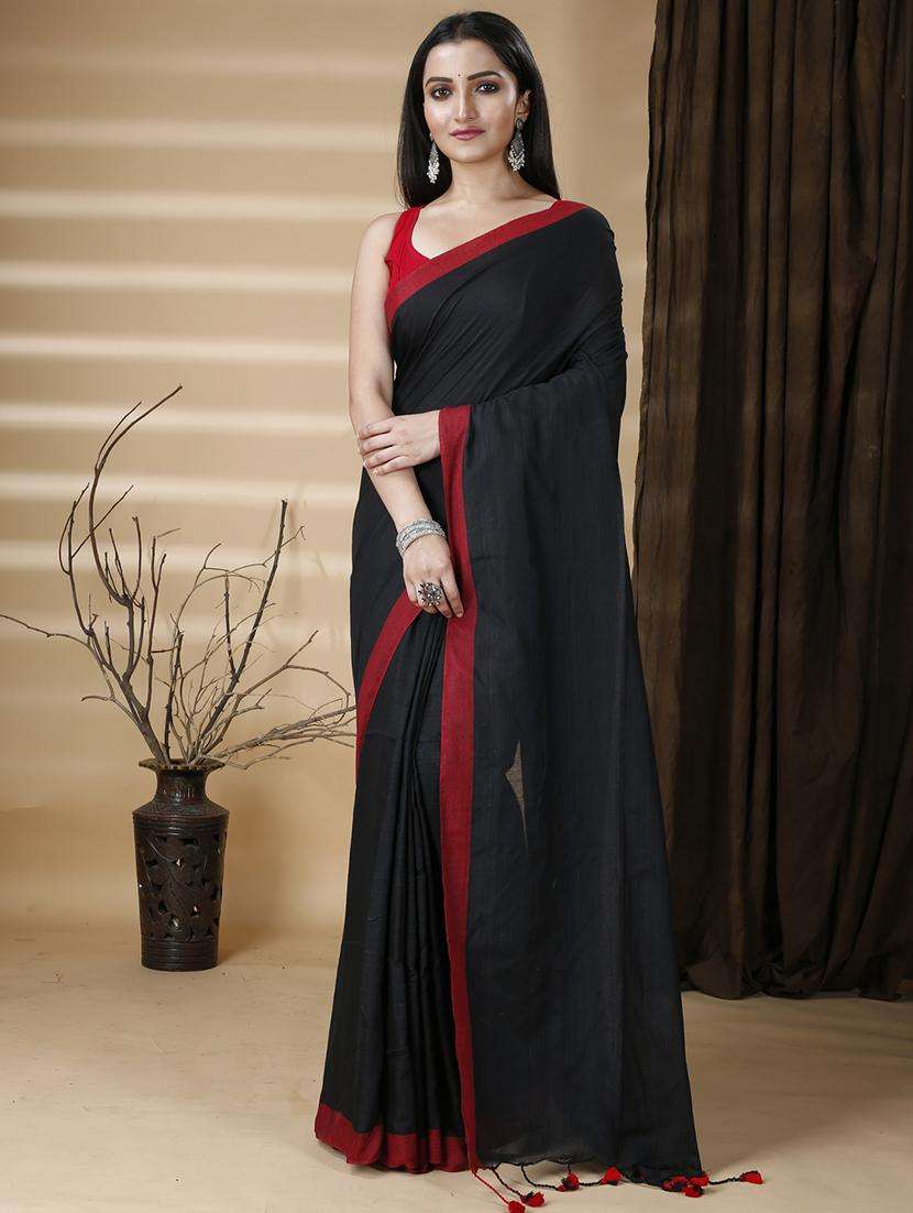 women solid plain saree with blouse