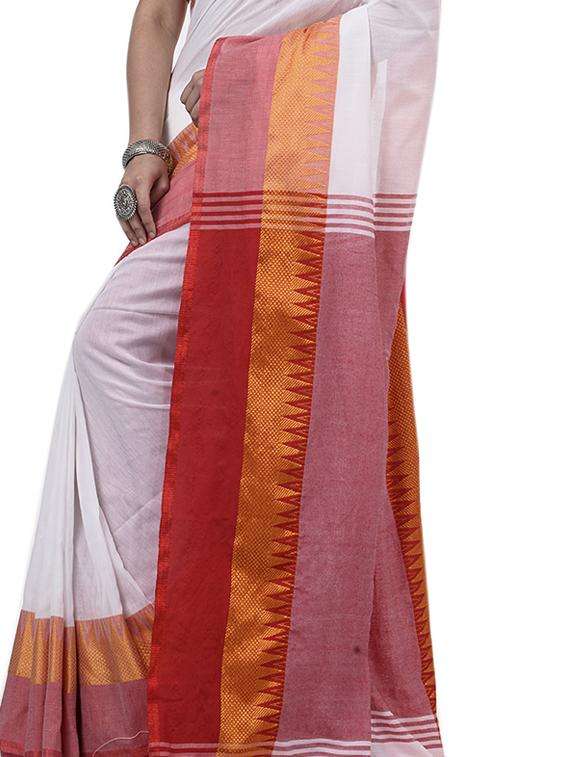 women solid with bordered saree with blouse - 22261923 -  Standard Image - 3