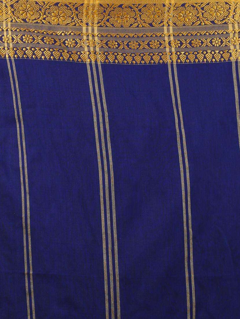 women solid with bordered handloom saree with blouse - 22262143 -  Standard Image - 3