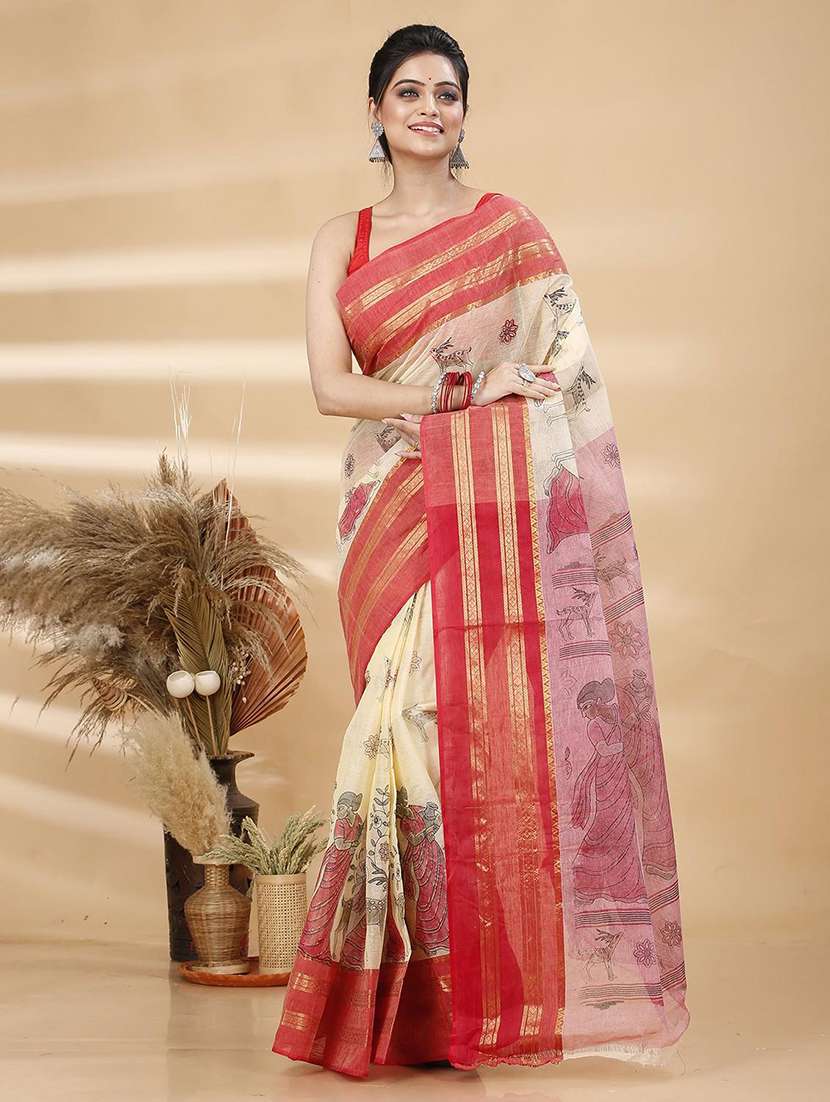 women printed handloom saree