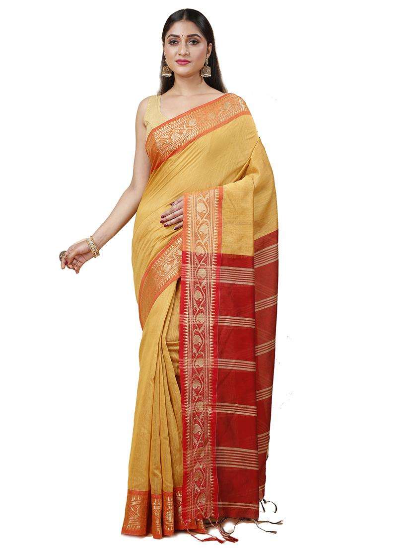 women solid with bordered saree