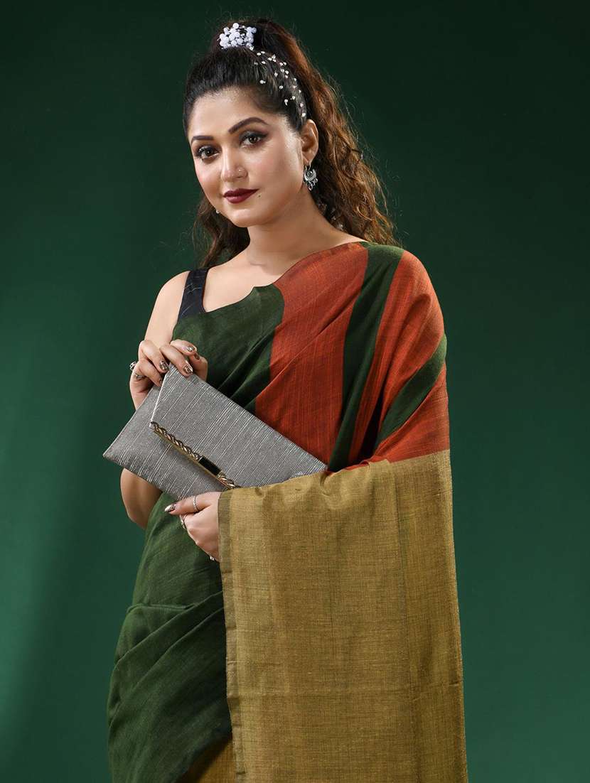 women color block handloom saree - 22263313 -  Standard Image - 3