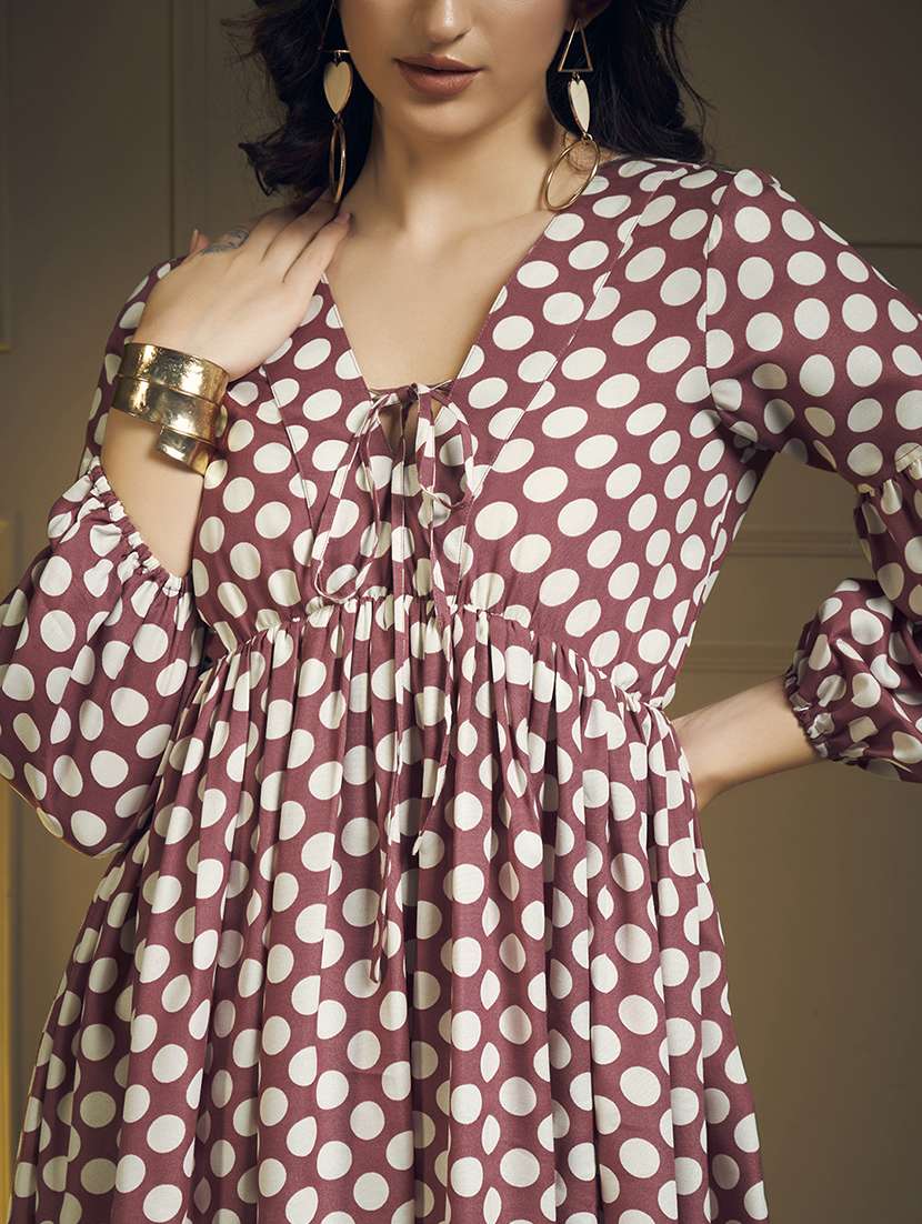 women polka dot printed puff sleeve maxi dress - 22263396 -  Standard Image - 5