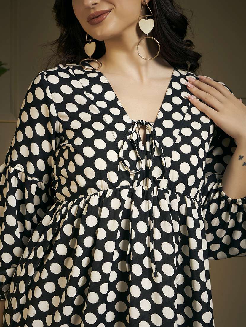 women polka dot printed puff sleeve maxi dress - 22263397 -  Standard Image - 5
