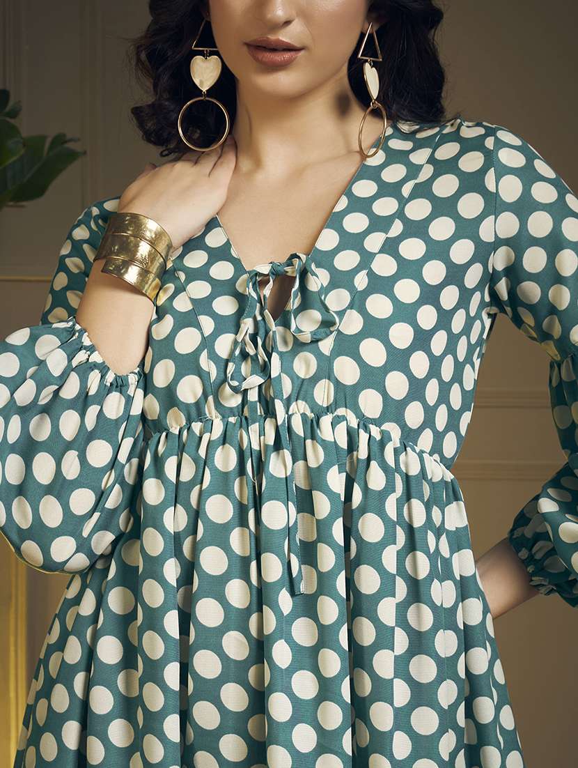 women polka dot printed puff sleeve maxi dress - 22263398 -  Standard Image - 5