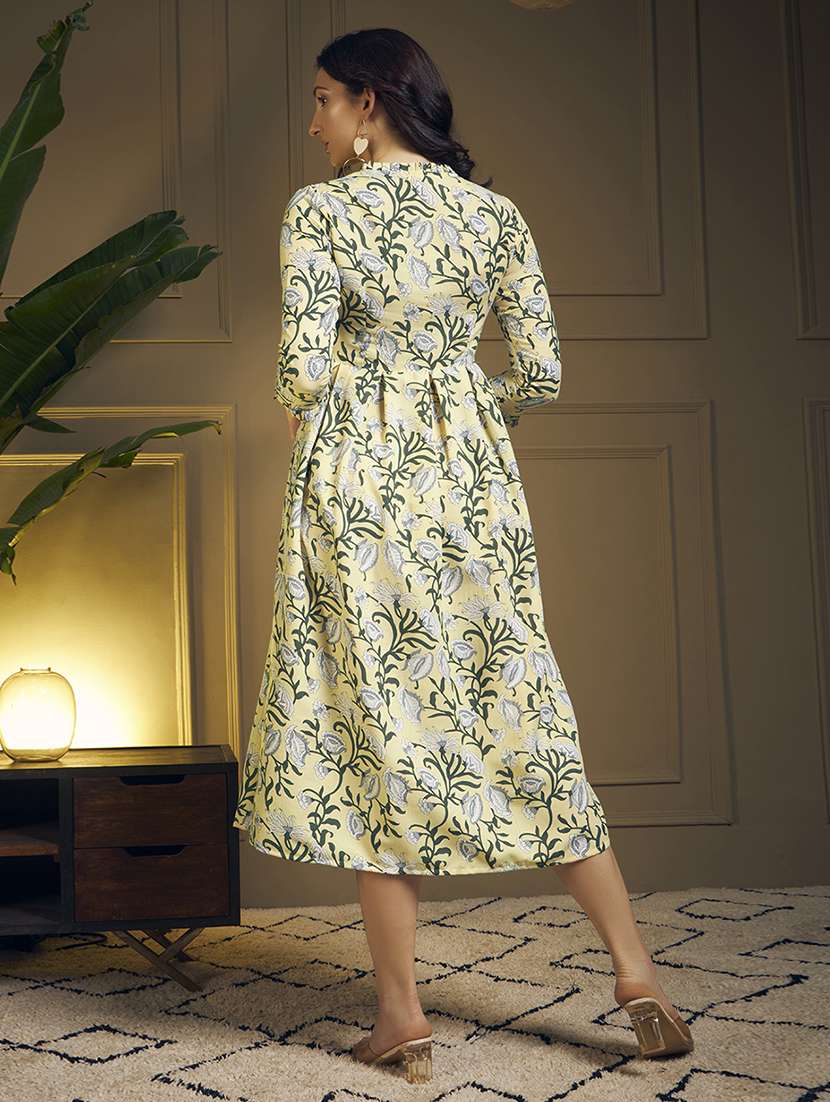 women floral three quarter sleeve fit & flare ethnic dress - 22263403 -  Standard Image - 3
