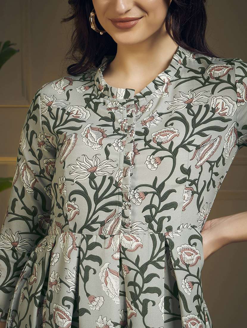 women floral three quarter sleeve fit & flare ethnic dress - 22263404 -  Standard Image - 5