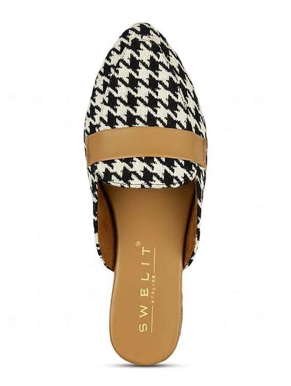 women houndstooth print flat mules - 22263439 -  Standard Image - 3