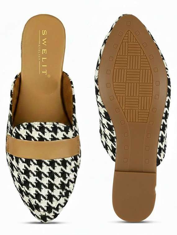 women houndstooth print flat mules - 22263439 -  Standard Image - 5