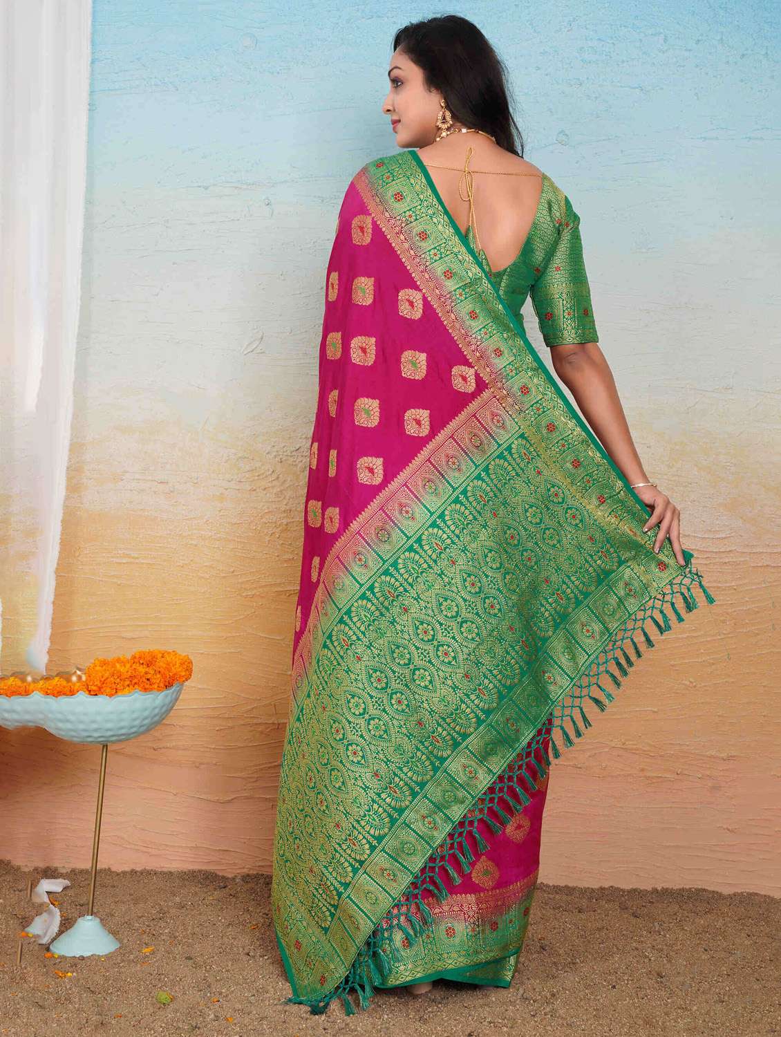 women self design banarasi saree with blouse - 22263448 -  Standard Image - 3