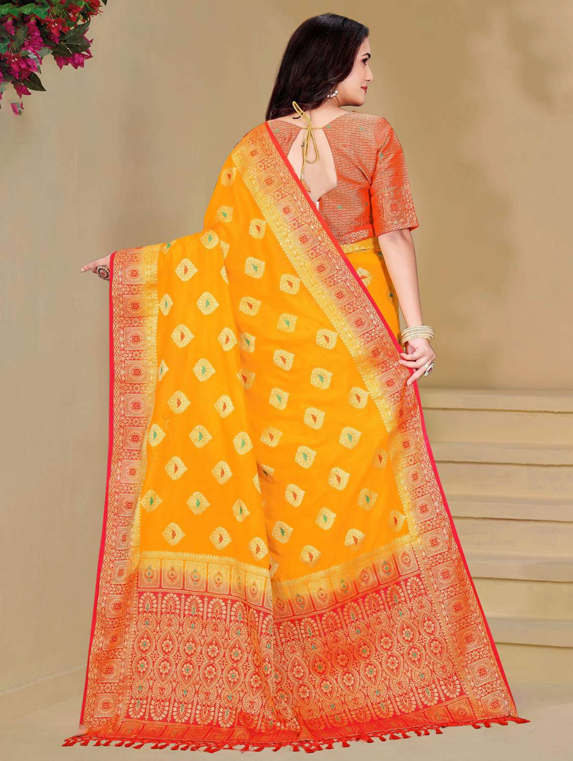 women self design banarasi saree with blouse - 22263449 -  Standard Image - 3