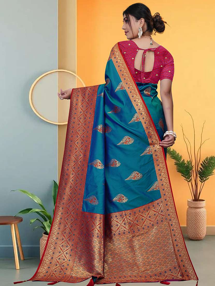 women self design banarasi saree with blouse - 22263453 -  Standard Image - 3
