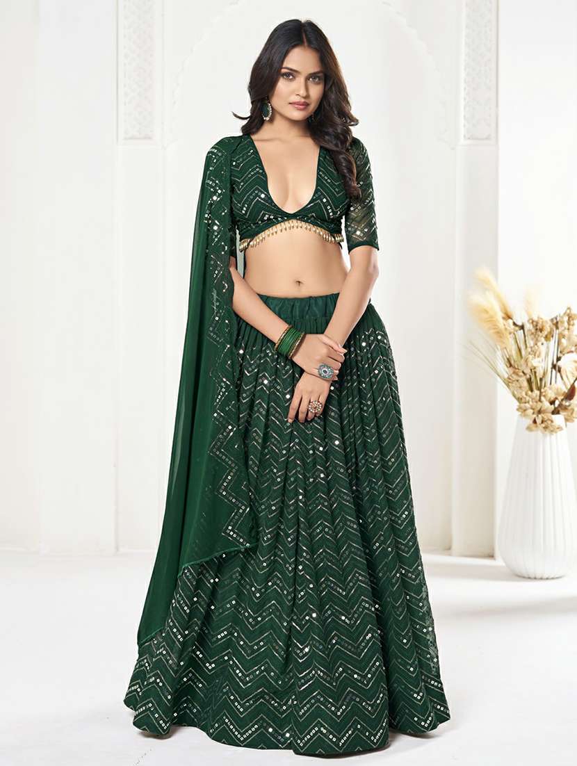 women solid with work semi stitched flared lehenga