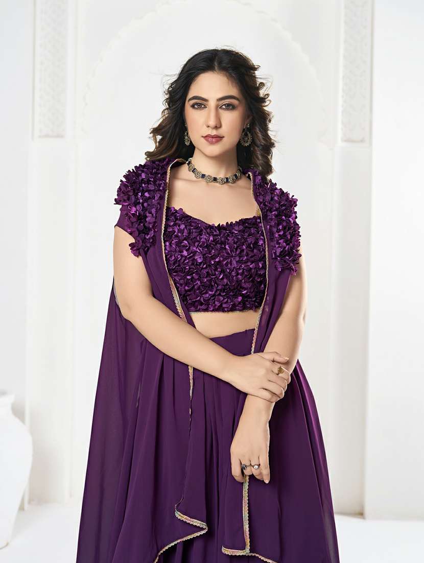 women solid semi stitched flared lehenga - 22263478 -  Standard Image - 3