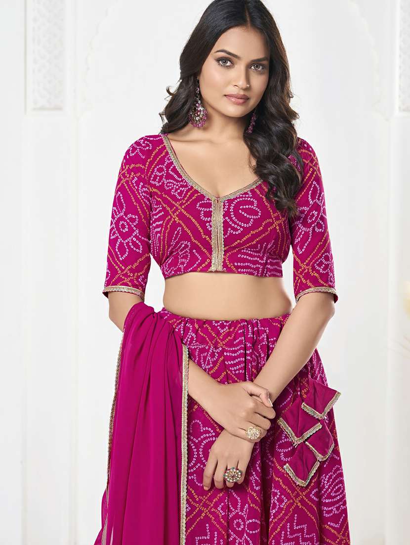 women bandhani semi stitched flared lehenga - 22263480 -  Standard Image - 3