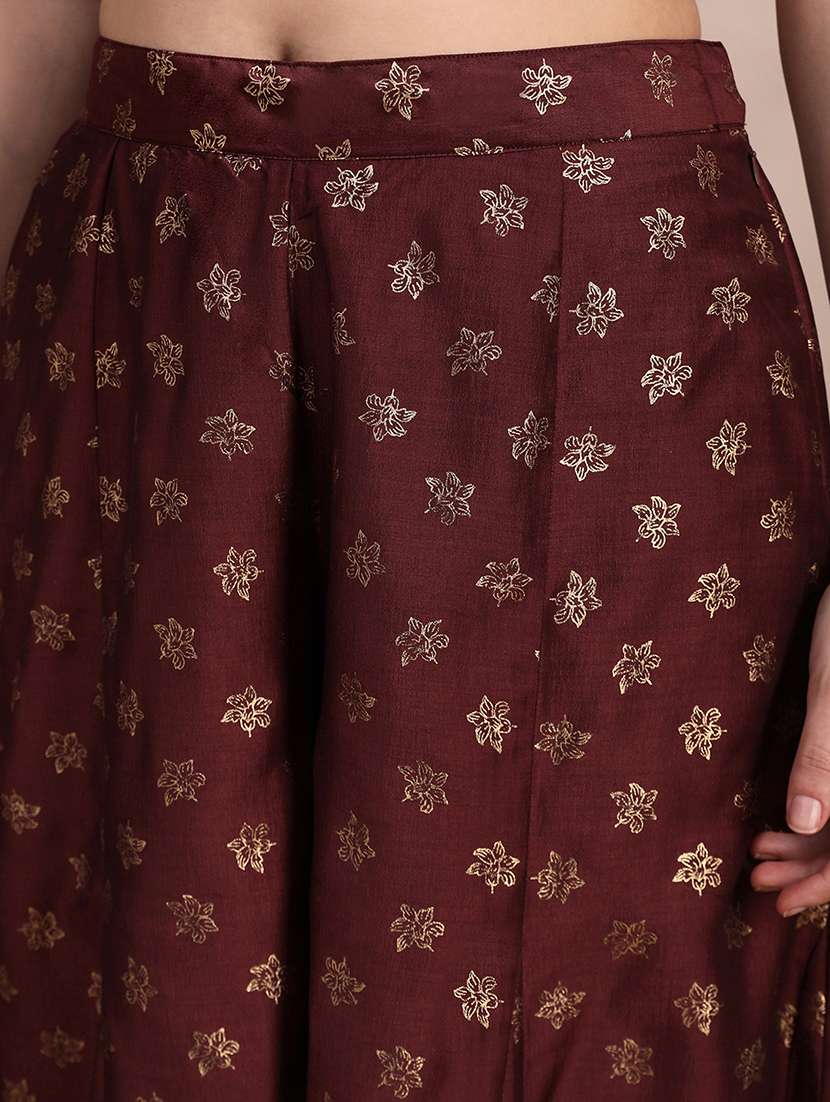 women foil print high rise flared palazzo - 22263508 -  Standard Image - 5