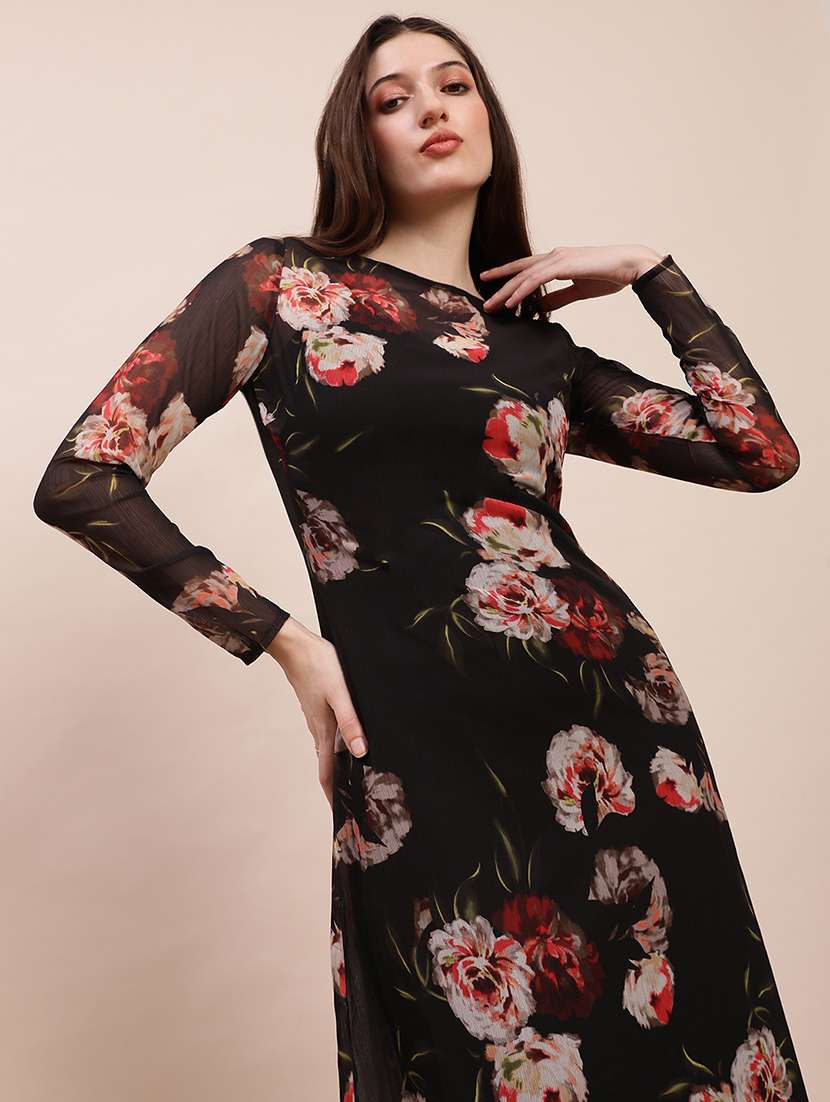 women floral print long sleeve a-line dress - 22263513 -  Standard Image - 3