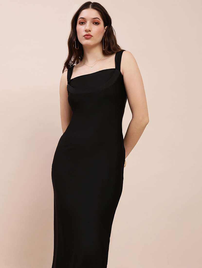 women solid shoulder strap bodycon dress - 22263525 -  Standard Image - 3