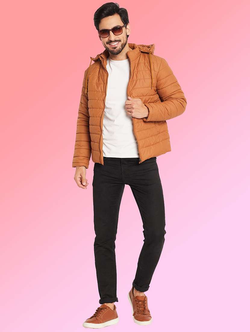 men solid long sleeve puffer jacket - 22263582 -  Standard Image - 3