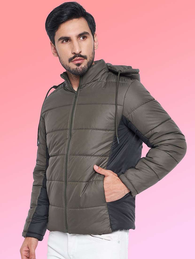 men color block long sleeve puffer jacket