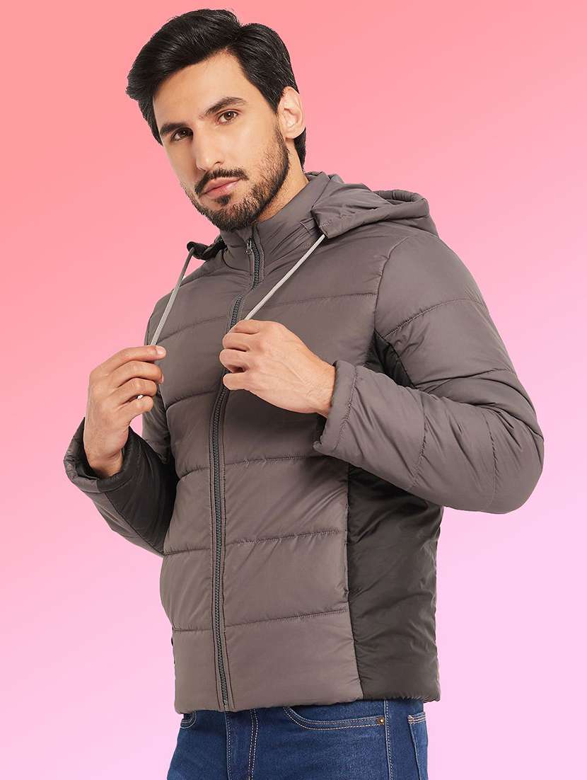 men color block long sleeve puffer jacket