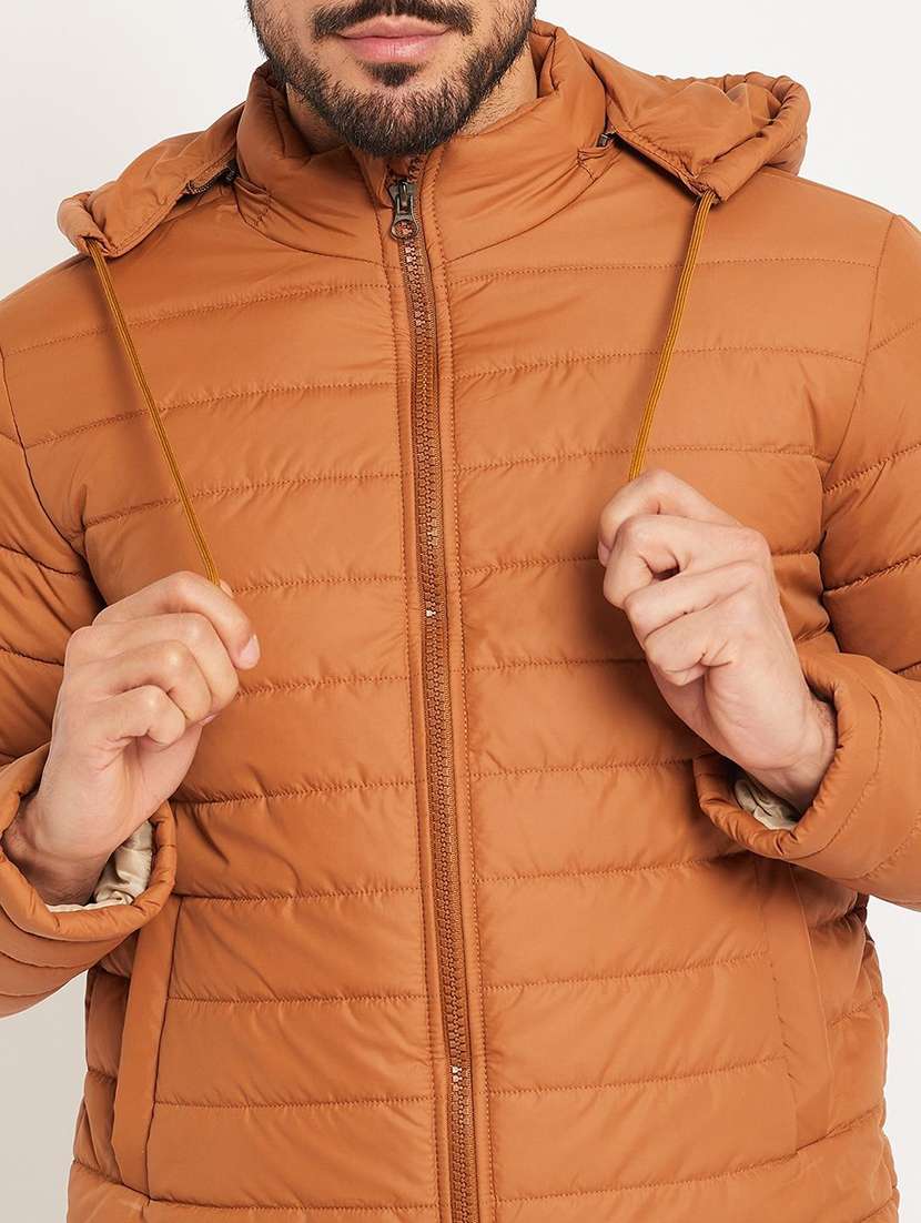 men solid long sleeve hooded puffer jacket - 22263600 -  Standard Image - 3