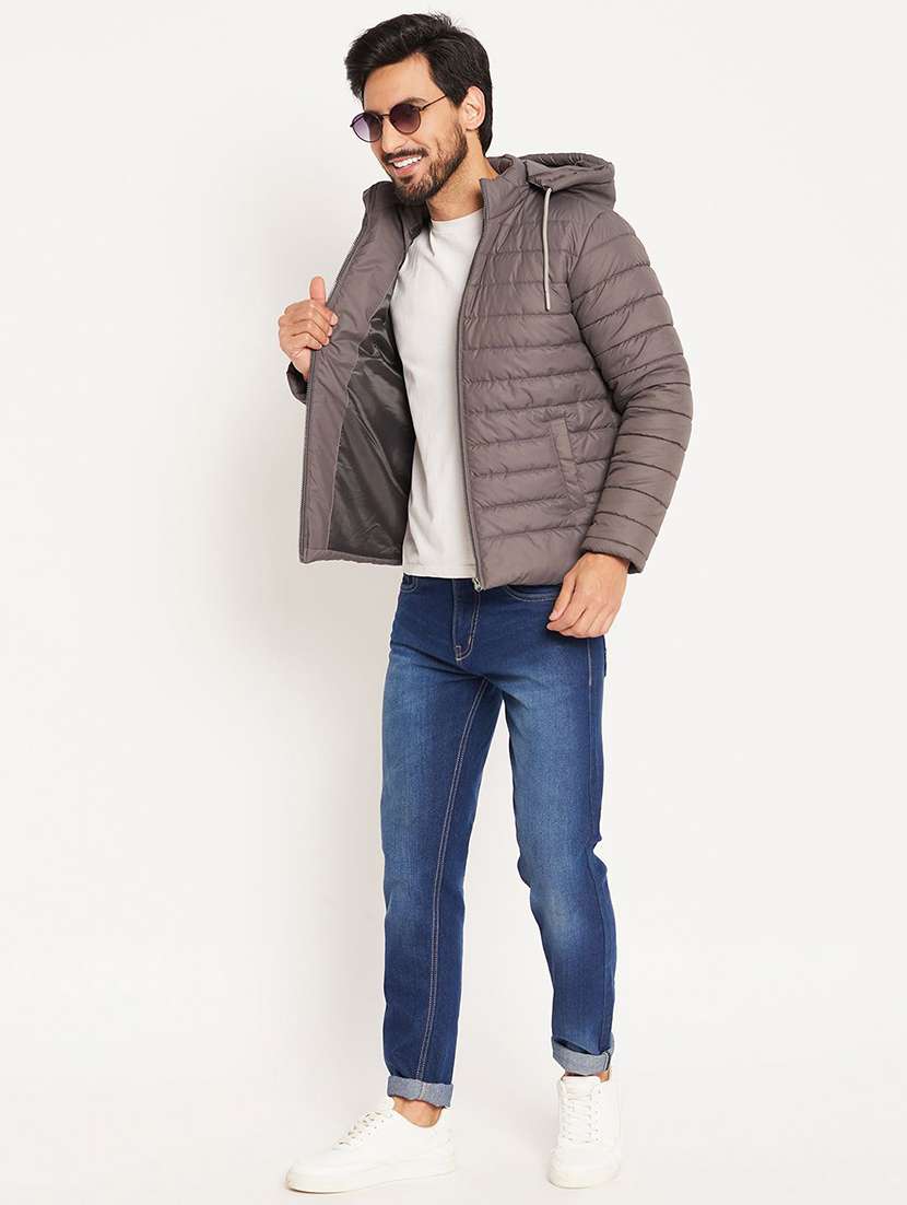 men solid long sleeve hooded puffer jacket - 22263605 -  Standard Image - 3