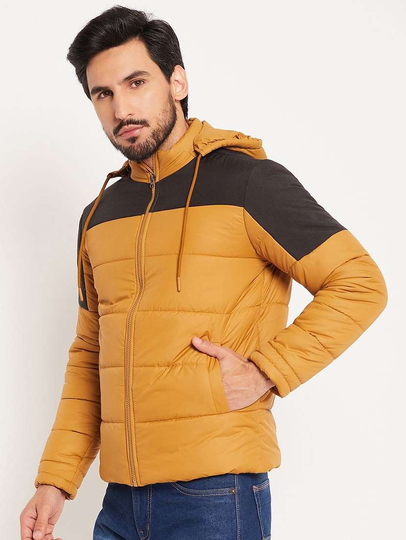 men color block long sleeve puffer jacket