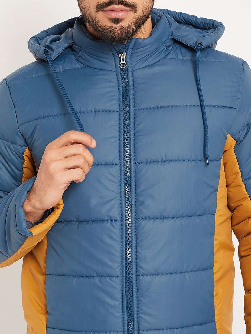 men color blocked long sleeve hooded puffer jacket - 22263626 -  Standard Image - 3