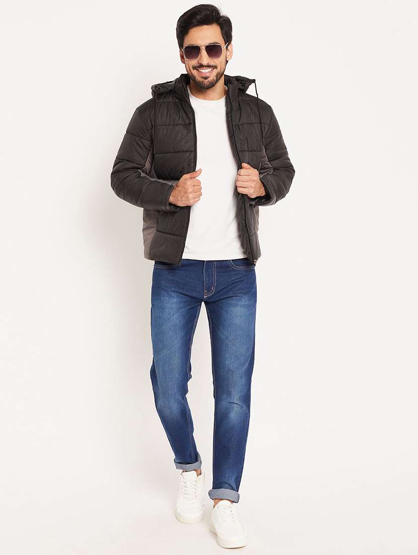 men solid long sleeve hooded puffer jacket - 22263647 -  Standard Image - 3