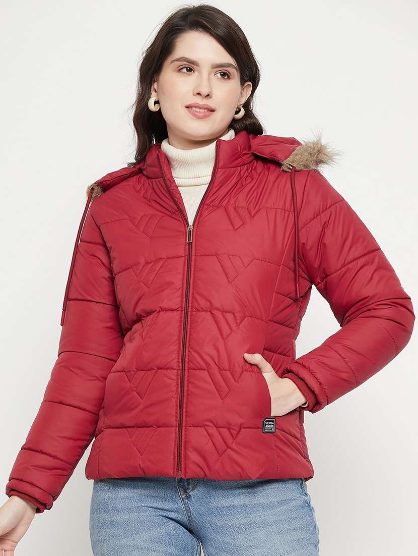 girls long sleeve hooded quilted jacket