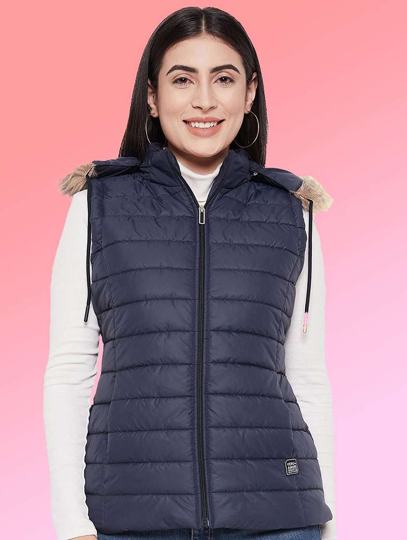 girls sleeveless hooded quilted jacket