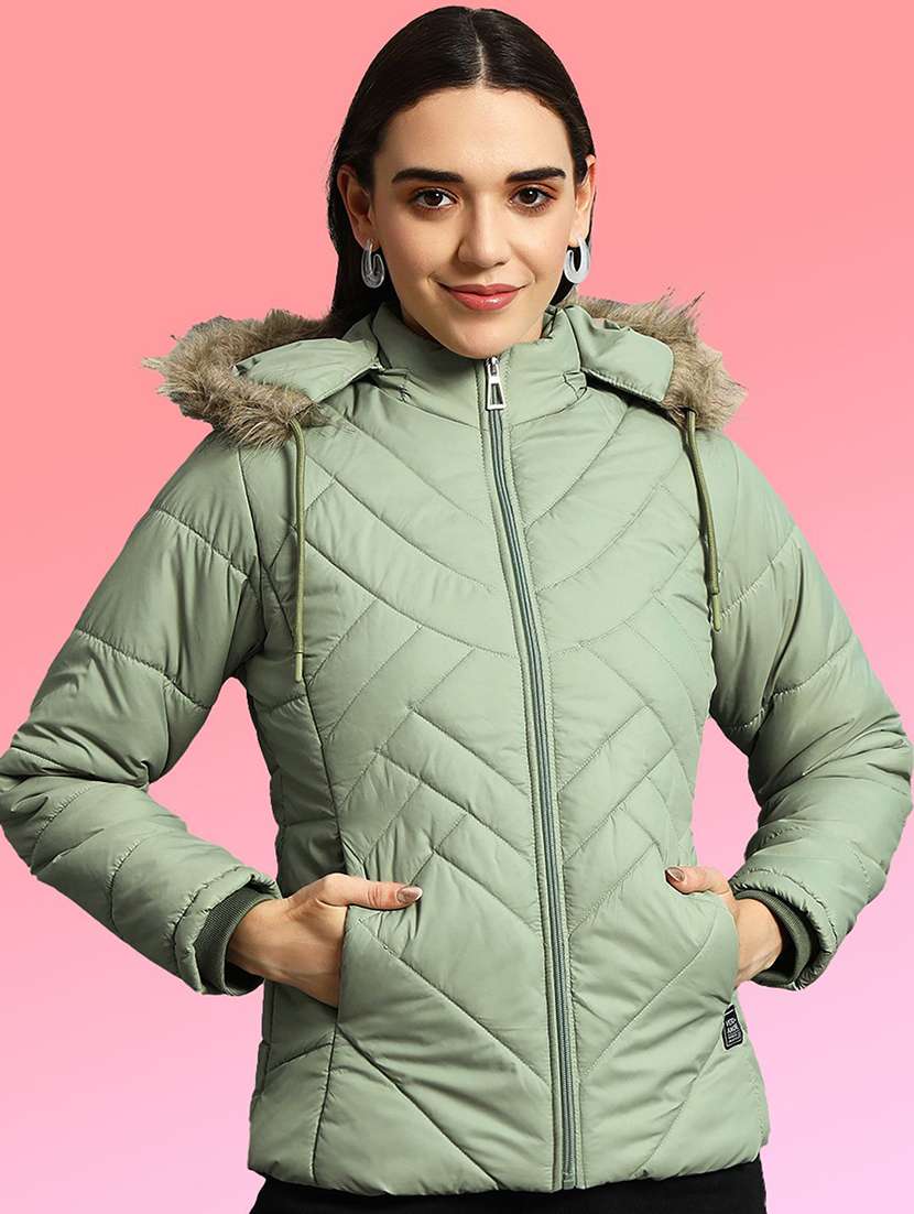 girls long sleeve hooded quilted jacket