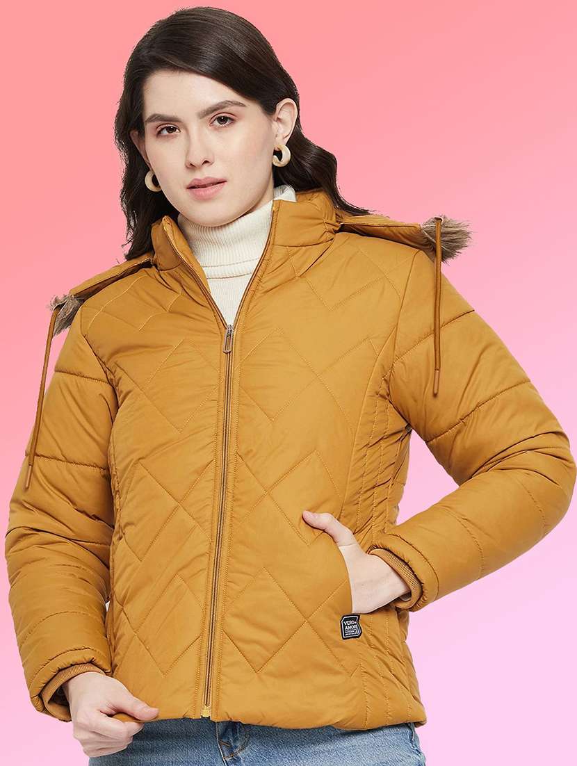 women long sleeve hooded quilted jacket