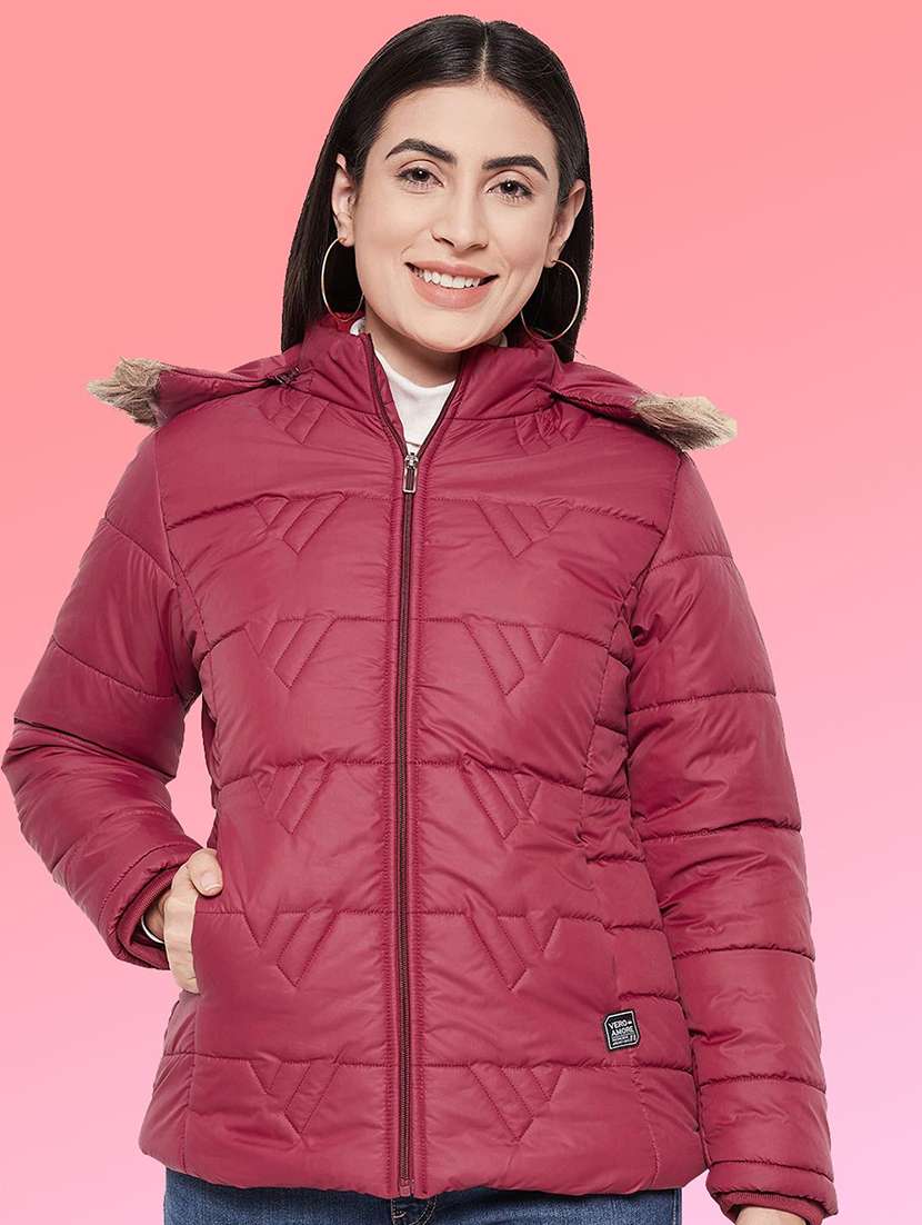women long sleeve hooded quilted jacket