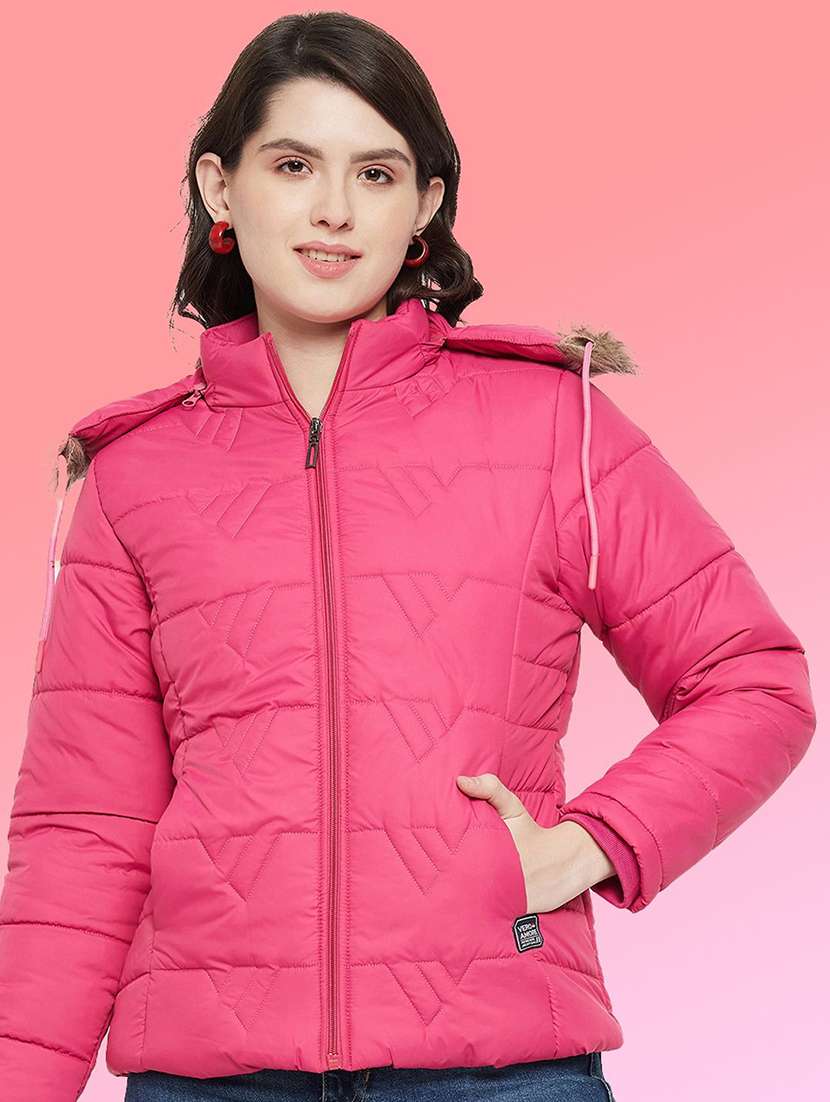 women long sleeve hooded quilted jacket