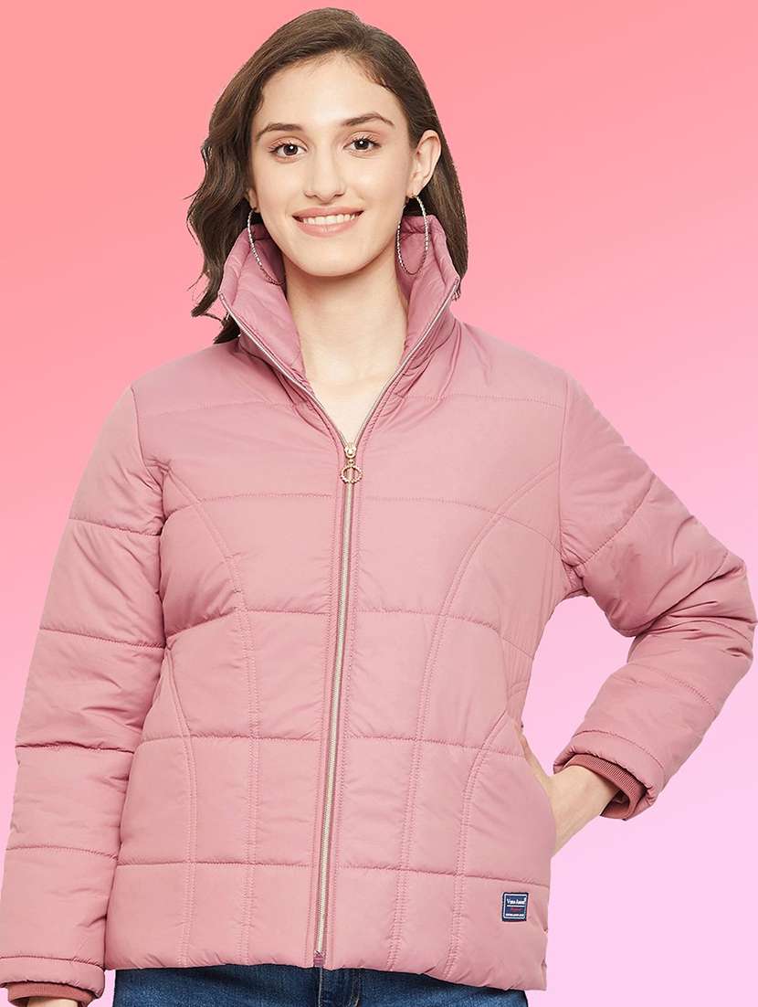 women long sleeve stand collar quilted jacket
