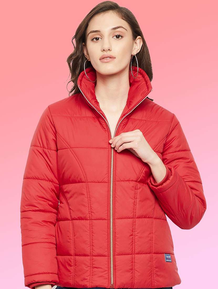 women long sleeve stand collar quilted jacket