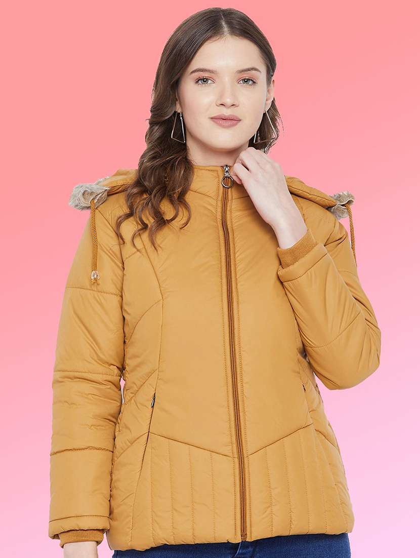 women long sleeve hooded quilted jacket