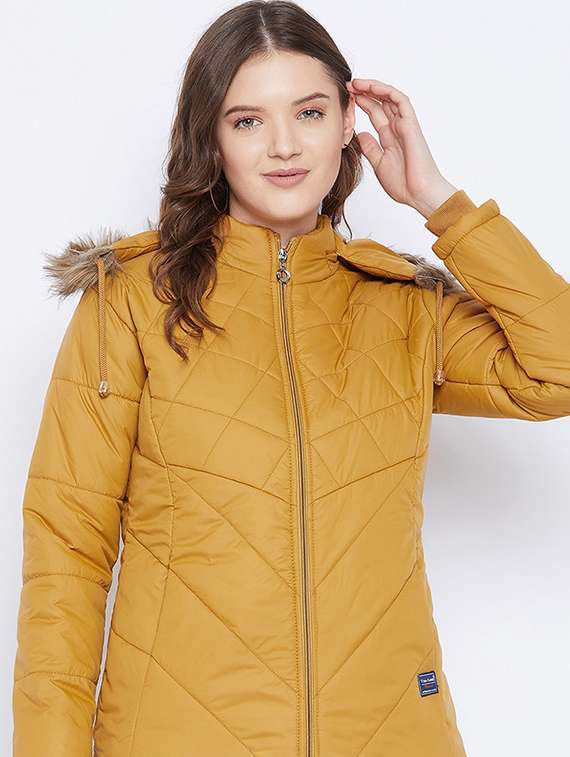 women long sleeve hooded quilted jacket