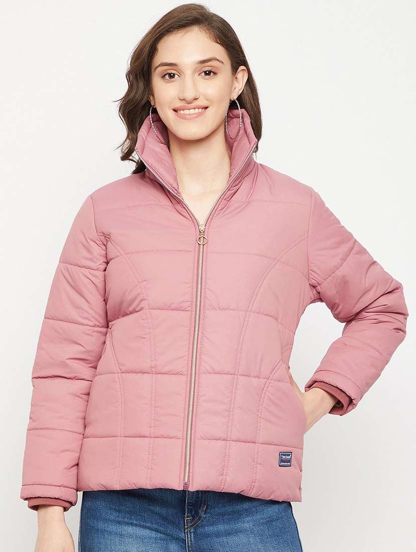 women long sleeve stand collar quilted jacket