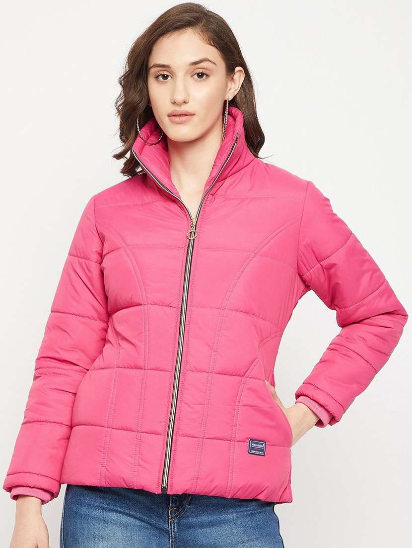 women long sleeve stand collar quilted jacket