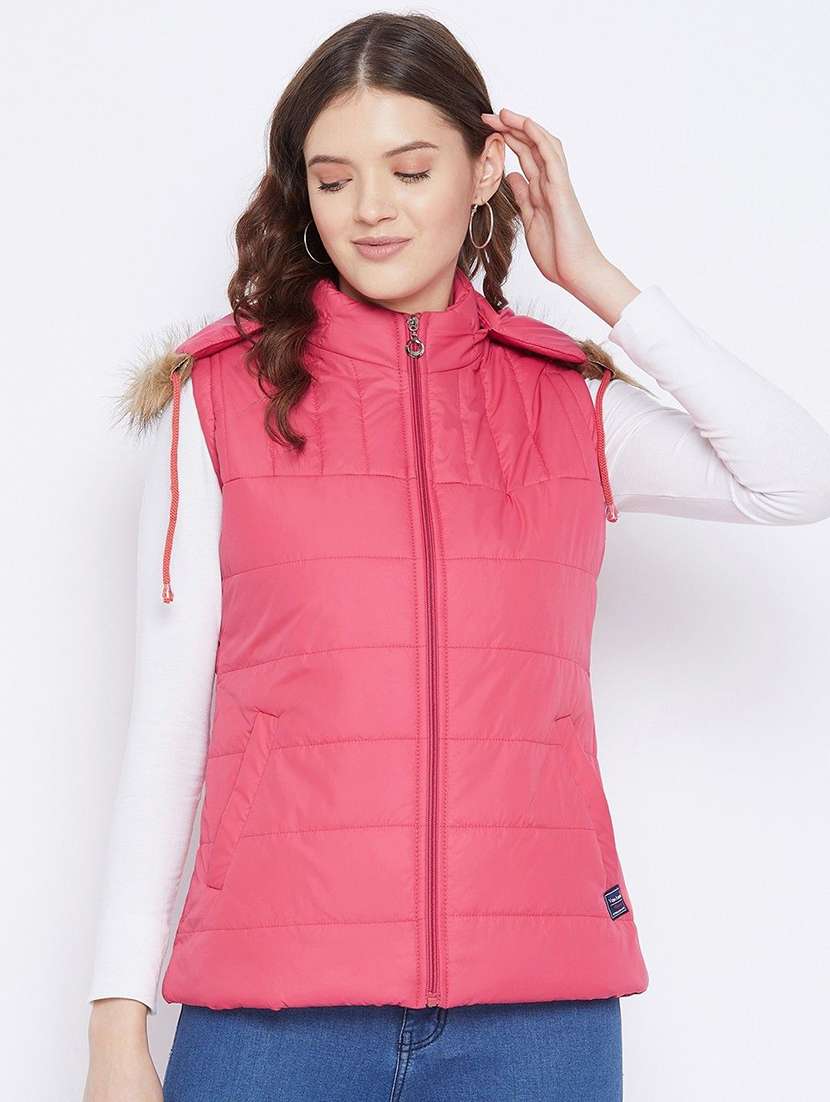 girls sleeveless hooded quilted jacket