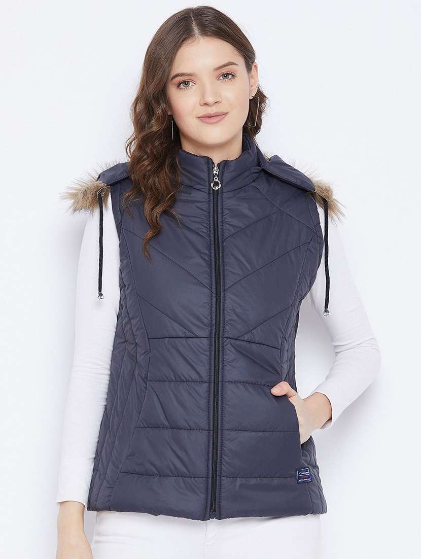 girls sleeveless hooded quilted jacket