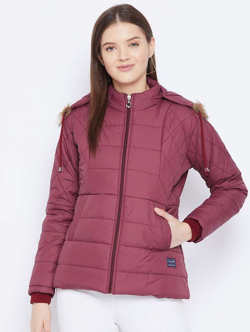 women long sleeve hooded quilted jacket