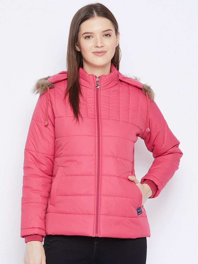 women long sleeve hooded quilted jacket