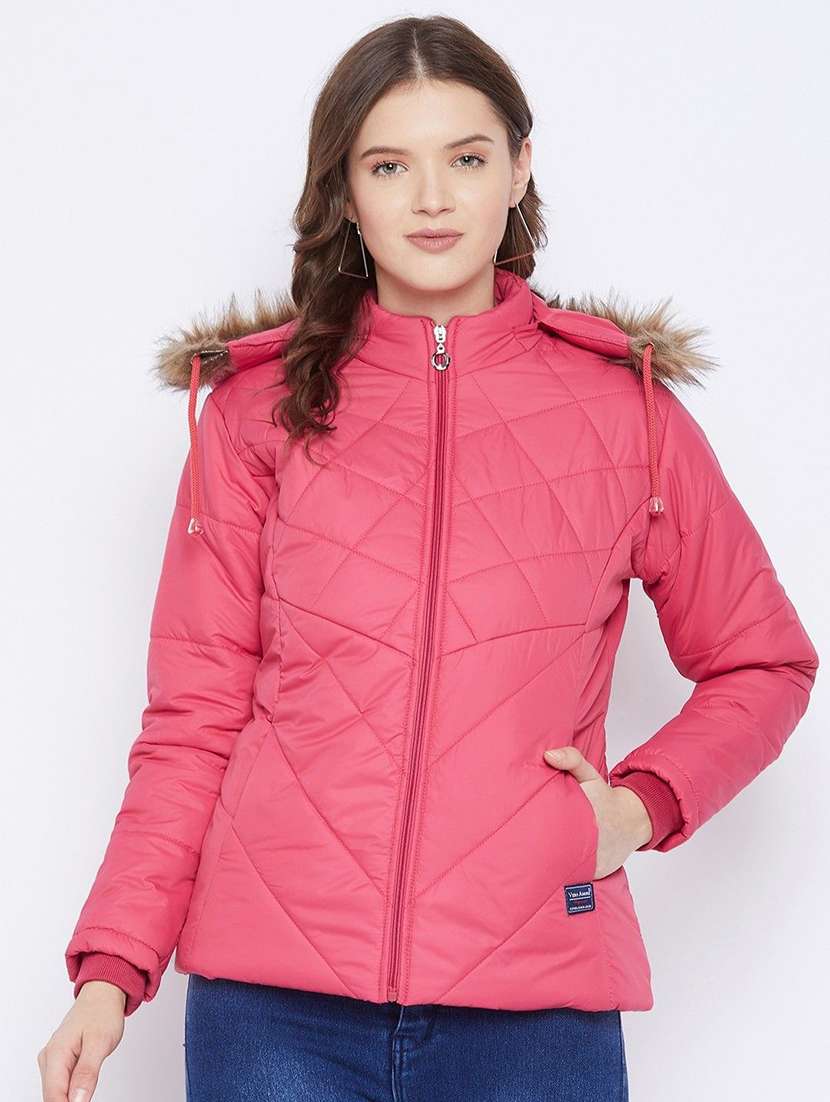 women long sleeve hooded quilted jacket