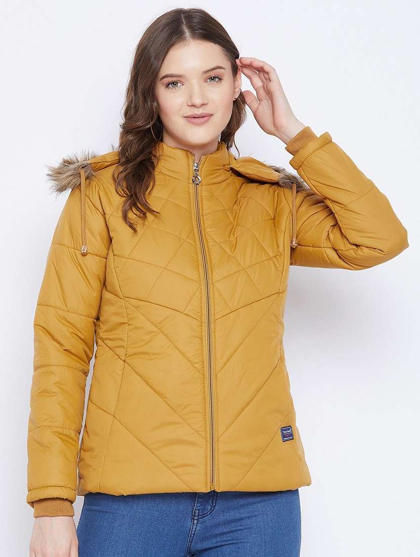 women long sleeve hooded quilted jacket