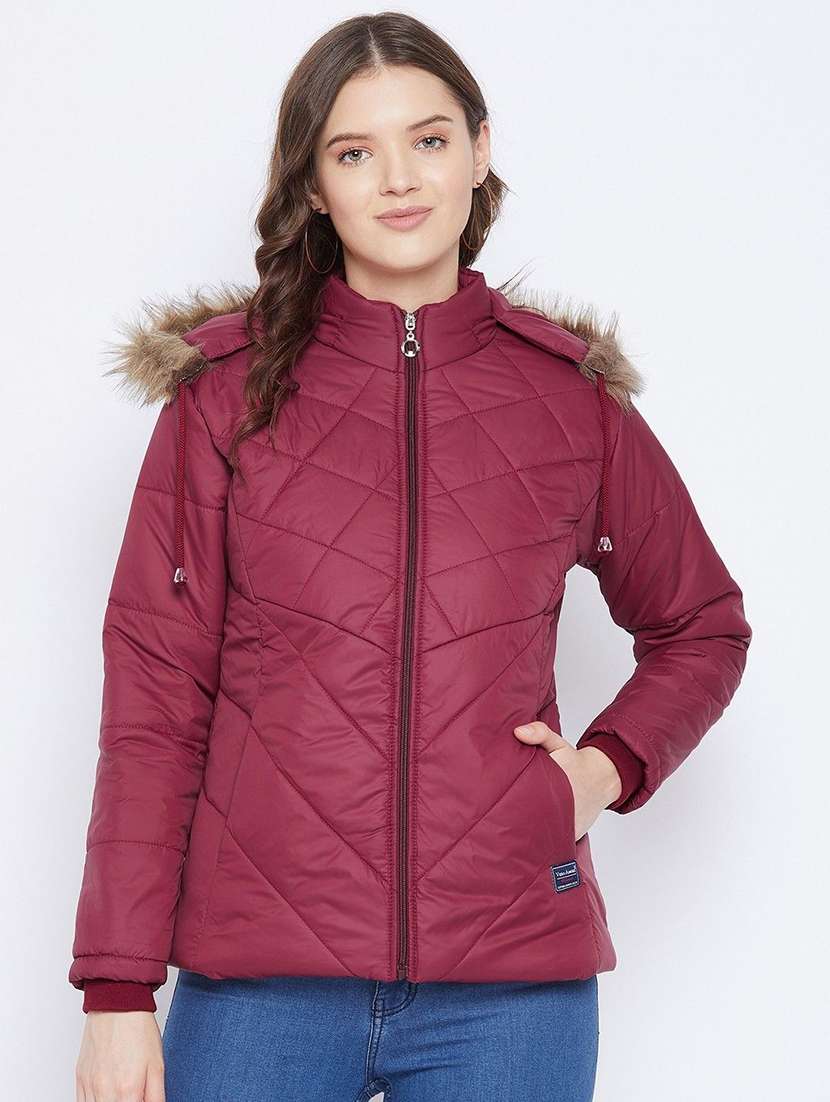women long sleeve hooded quilted jacket