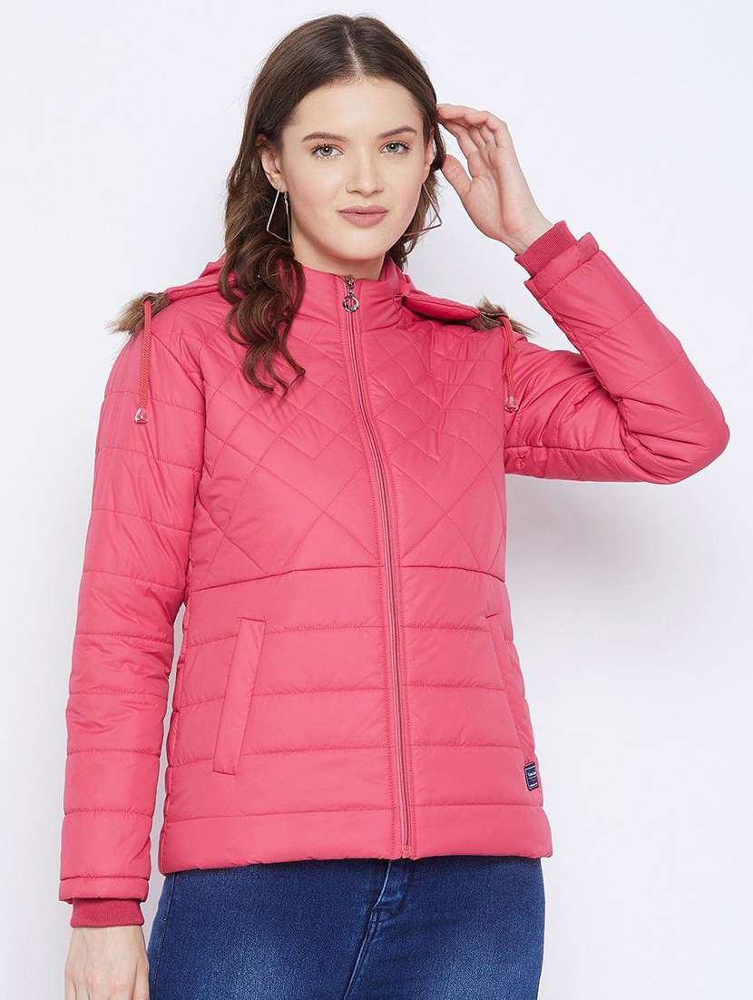 women long sleeve hooded quilted jacket